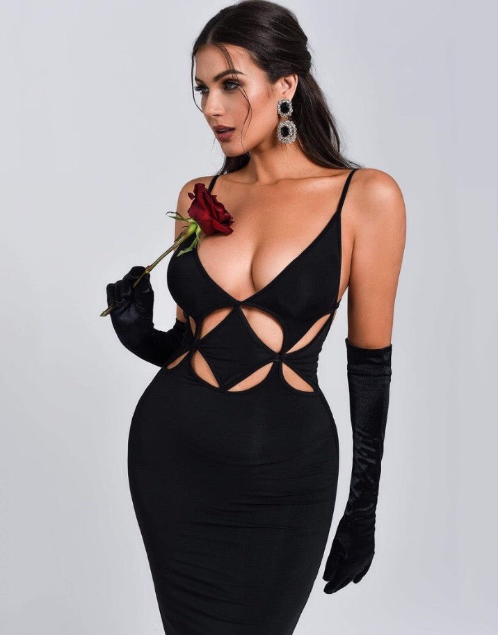 فستان سهرة مثير بفتحة ظهر - أسود - Miss Fashion X