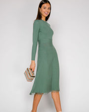 فستان ميدي بوديكون بياقة مدورة - أخضر - Miss Fashion X