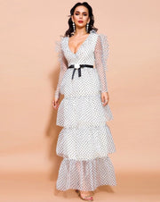 فستان ماكسي طويل بنمط منقط - Miss Fashion X